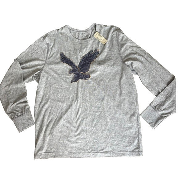 American Eagle Outfitters Other - American Eagle Outfitters Mens NWT Gray Long Sleeve T Shirt Distressed  Eagle XL
